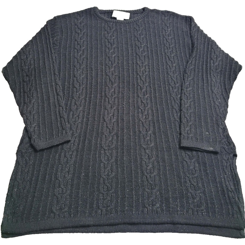 Diane Von Furstenberg The Color Authority Black Cable Knit Sweater Women's M/L
